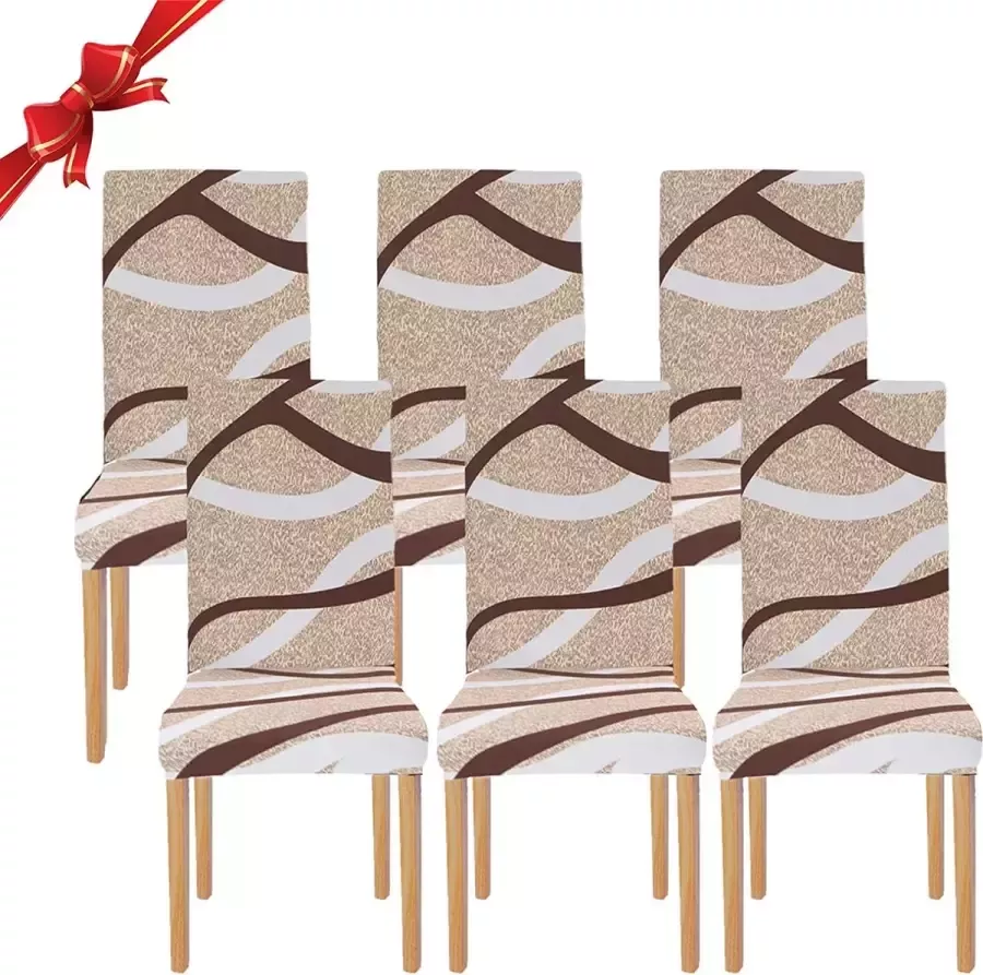 Jaotto Stoelhoezen 6 stuks universele stoelhoezen stretch set van 6 moderne stoelhoezen schommelstoelen elastische duurzame stoelhoezen voor eetkamer banketdecoratie (Modern Line 6 stuks)