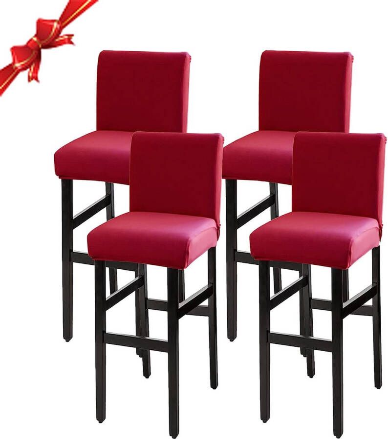 Jaotto Stoelhoezen Set van 4 Stretch barkrukhoezen afneembaar wasbaar Stoelbeschermers barkrukken Stoelhoezen Voor Bar Café Bar (rood 4 stuks)