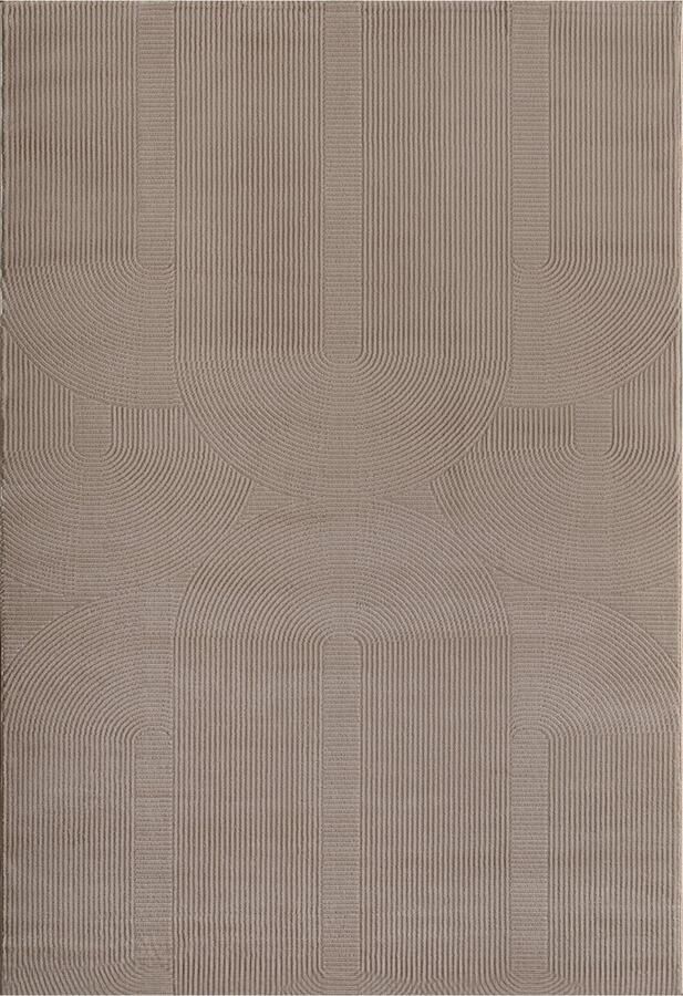 Japandi Vloerkleed 80x150 Taupe Beige Zacht Modern Voor binnen Laagpolig Rechthoek