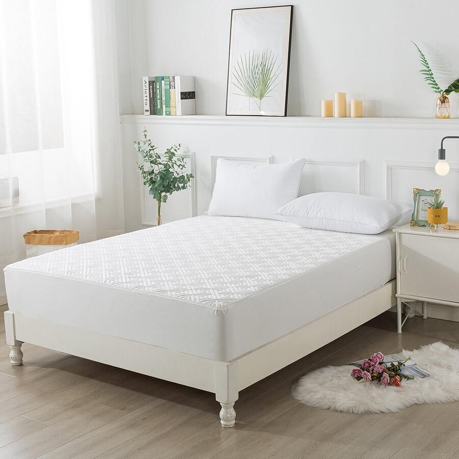 Jaquet Bedding HAPPY WOMEN'S DAY Instap Warm Hoogwaardige gewatteerde Hoeslaken 100% katoen hoeslaken tweepersoons Boxspring matras 160x200x30cm-Wit - Foto 2