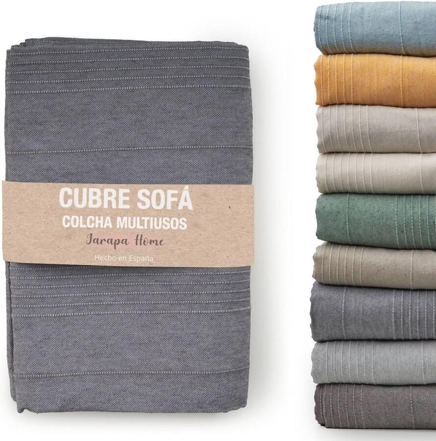 Jarapa Home Multifunctionele witte gestreepte sprei en deken voor banken en bedden Modern Robuust en Duurzaam 240 x 280 cm