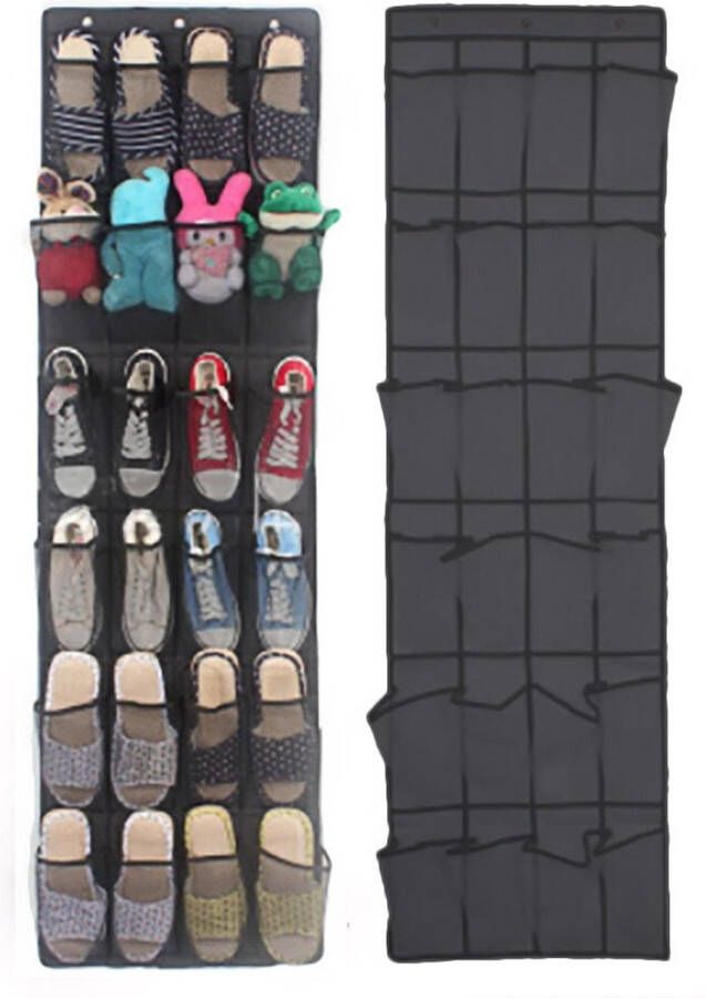 JCG Schoenenkast – Opbergkast Schoenen – Opvouwbare Schoenenrek – Schoenen opbergen aan de deur – Schoenenkast Hangend – 24 vakken