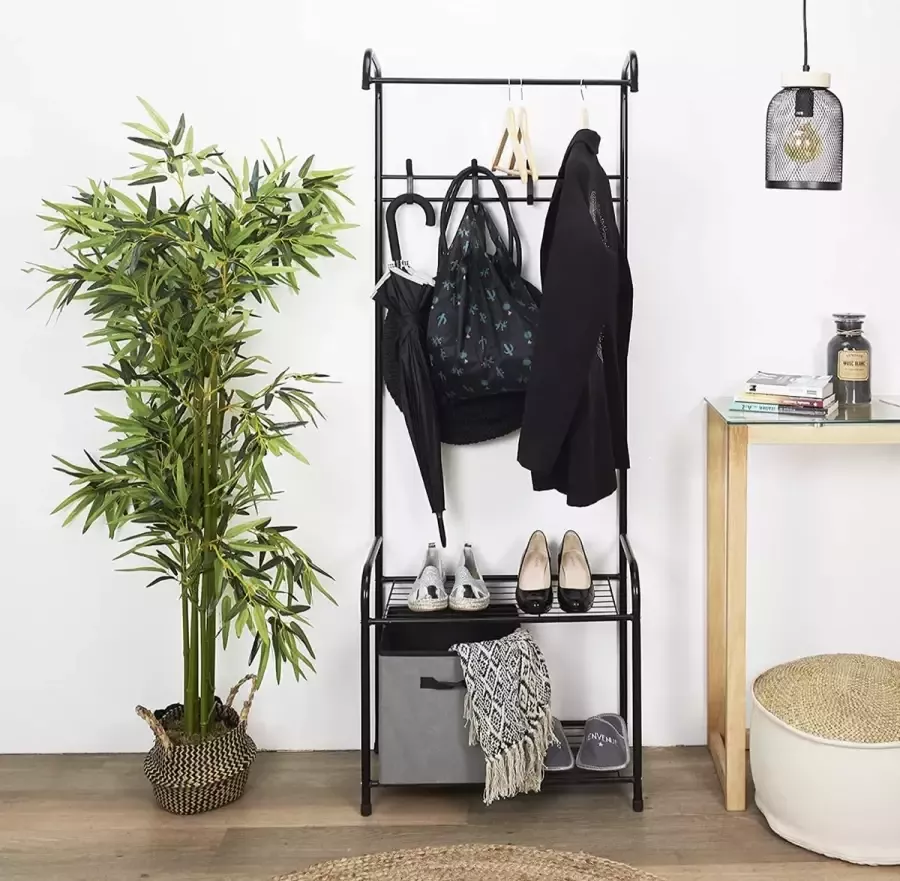 Je Cherche Une Idee Kapstok Met Schoenenrek Metaal Zwart 170 x 61 x 30 cm - Foto 2