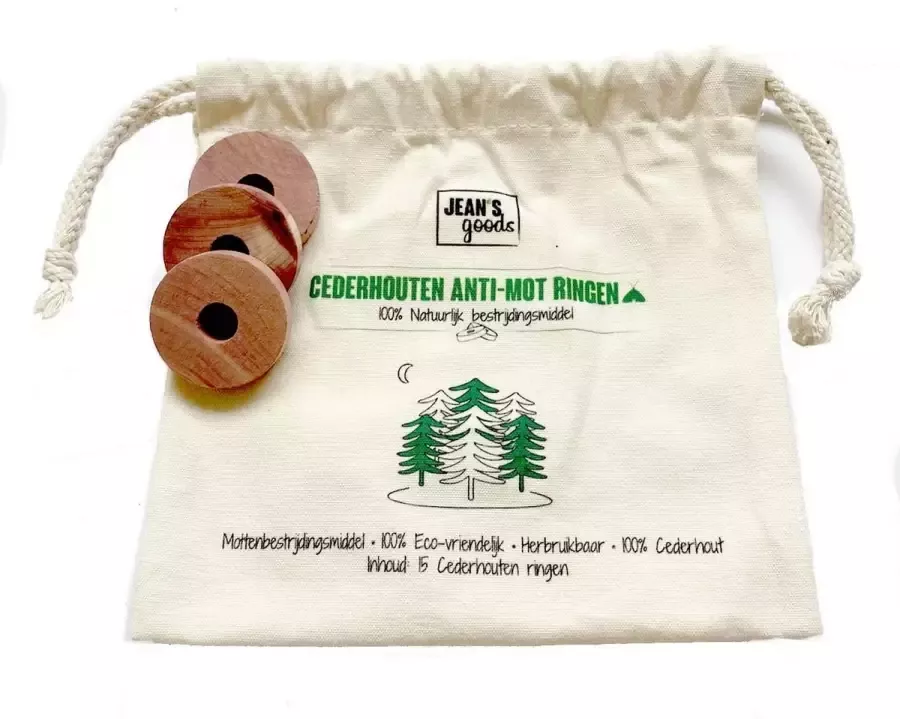 Jean's goods Cederhouten anti-mot ringen 15 garderobe ringen mottenballen natuurlijk motten bestrijden mottenval 100% cederhout tegen motten 15 stuks