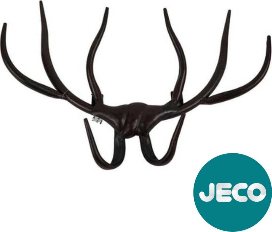 JECO Kapstok gewei 37 cm bruin metaal wandkapstok decoratie gewei kapstokken muurkapstokken muurdecoratie wanddecoratie wandhaken bruine kapstok landelijk landelijke kapstok landelijke decoratie hertengewei ophangen