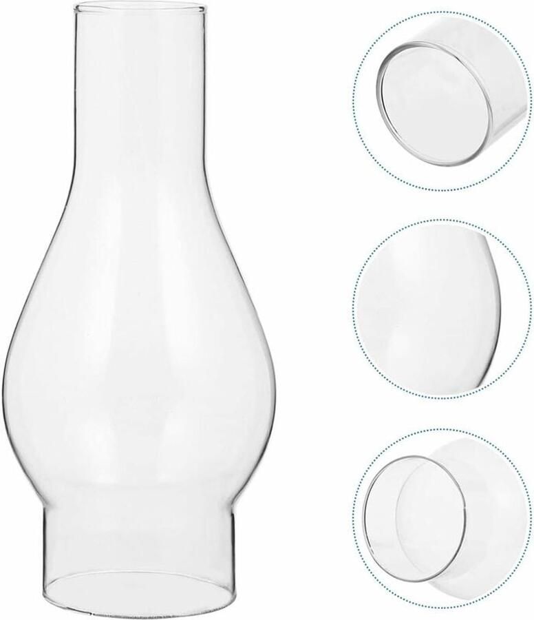 JeiibrZui 1-Pack Schoorsteen voor Olielamp Vervangend Glas met 7 6 cm Voet Transparante Lampenkappen voor Vintage & Moderne Orkaanlampen