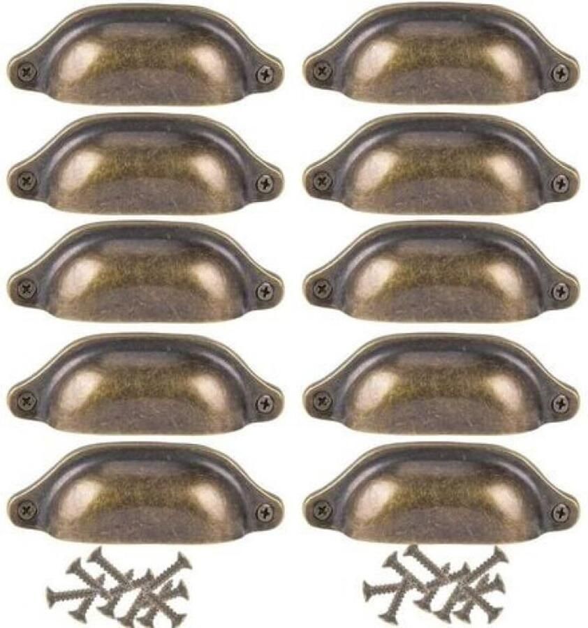 JeiibrZui 10-Pack Antieke Bronzen Kastgrepen Rustieke Stijl Kastgrepen voor Kledingkasten en Dressoirs met Vintage Patina