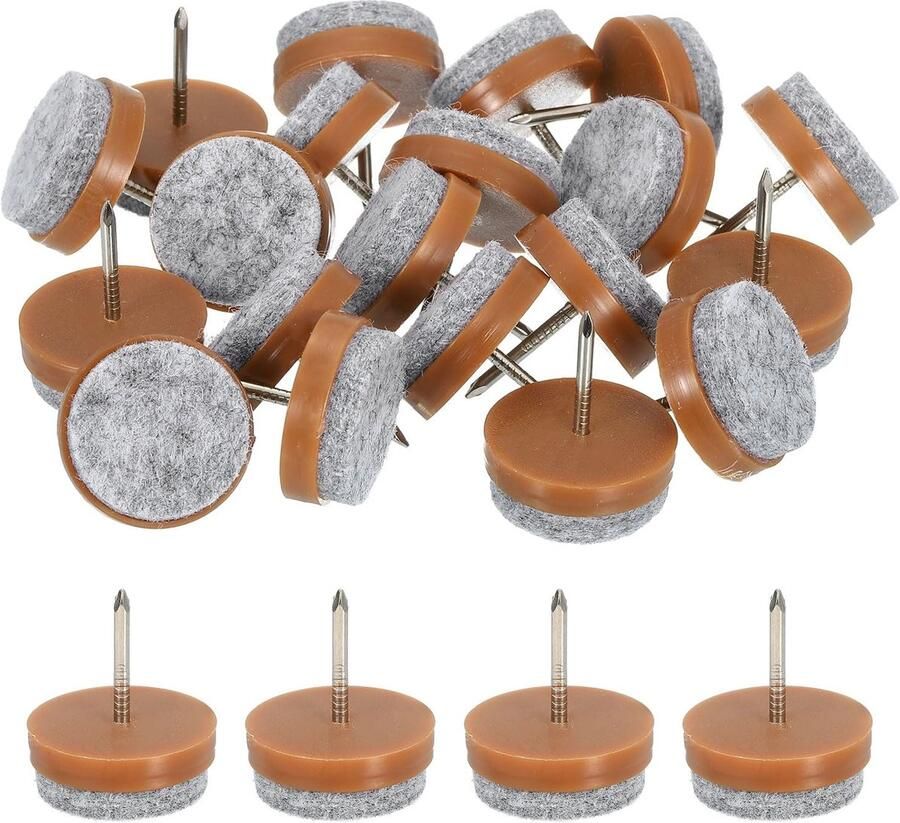 JeiibrZui 20 stuks bruine viltjes voor stoelpoten stoelglijders voor houten vloeren antislipbeschermers voor stoelpoten voor houten vloeren