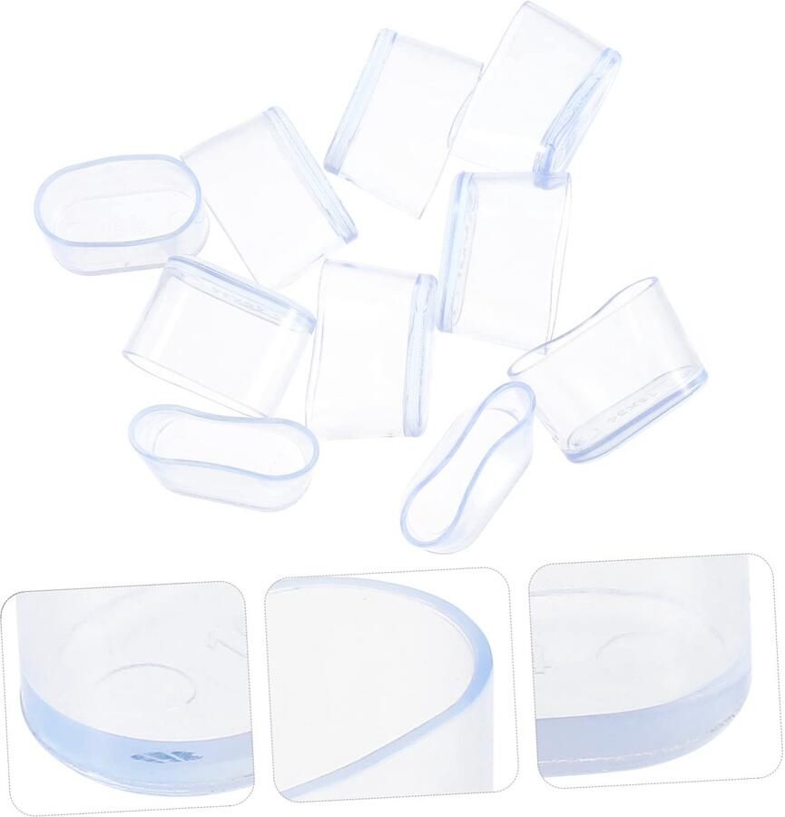 JeiibrZui 20 stuks transparante stoelpootdoppen zachte PVC meubelbeschermers met krasbestendige vloerpads – ovaal ontwerp voor verbeterde pasvorm en stille beweging