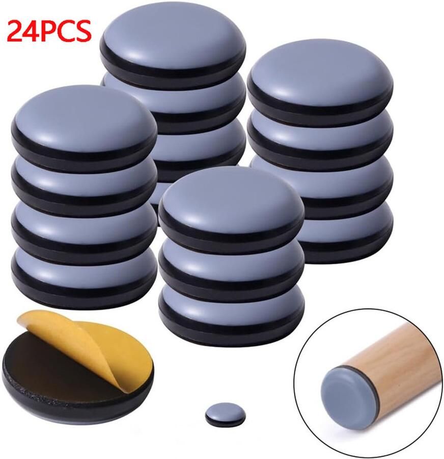 JeiibrZui 24 Stuk Zelfklevende Meubelglijders 2cm Kunststof Stoelglijders voor Zware Meubels Transparant