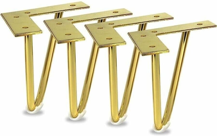 JeiibrZui 4-Pack Gouden Hairpin Tafelpoten Mid-Century Stijl Metalen Meubelpoten voor Bureaupoten en Salontafelpoten