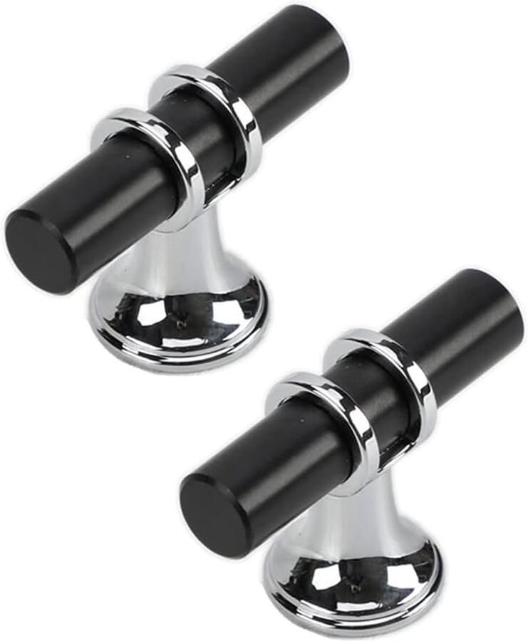 JeiibrZui 6 ladegrepen zwarte kastgrepen met chromen afwerking moderne keukenkastgrepen voor planken kasten en garderobekasten (25 mm breed x 160 mm lang)