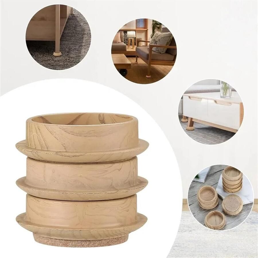 JeiibrZui 8 Stuks Zware Meubelglijders Anti-Slip Ruberen Wielen voor Piano Wielcups met Vilten Vloercups