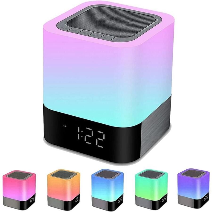 JeiibrZui Bluetooth Wekker met RGB Kleurverandering Tafellamp & MP3 Wekker voor Kinderkamers