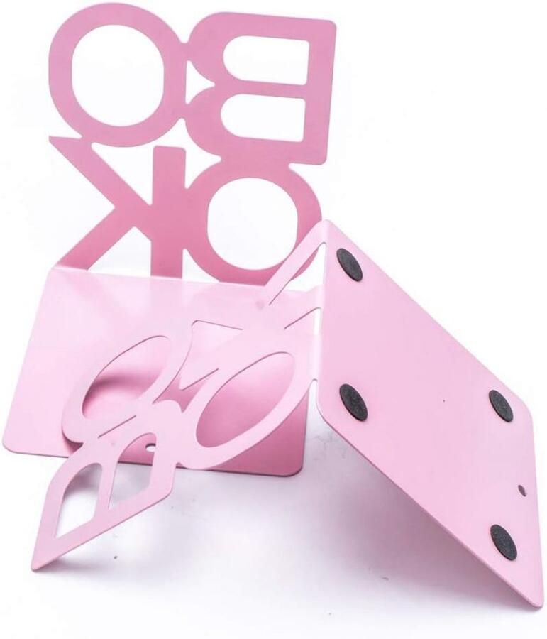 JeiibrZui Decoratieve Metalen Boekensteunen Sterke Boekensteunen Ultragladde Afwerking & Antislip Voetjes 2 Stuks Thuis Kantoor Bibliotheek Roze