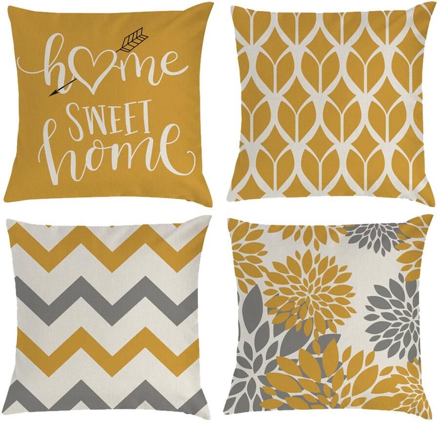 JeiibrZui Gouden kussenslopen Gouden decoratieve kussens Zacht linnen comfort set van 4 voor banken en woonkamers