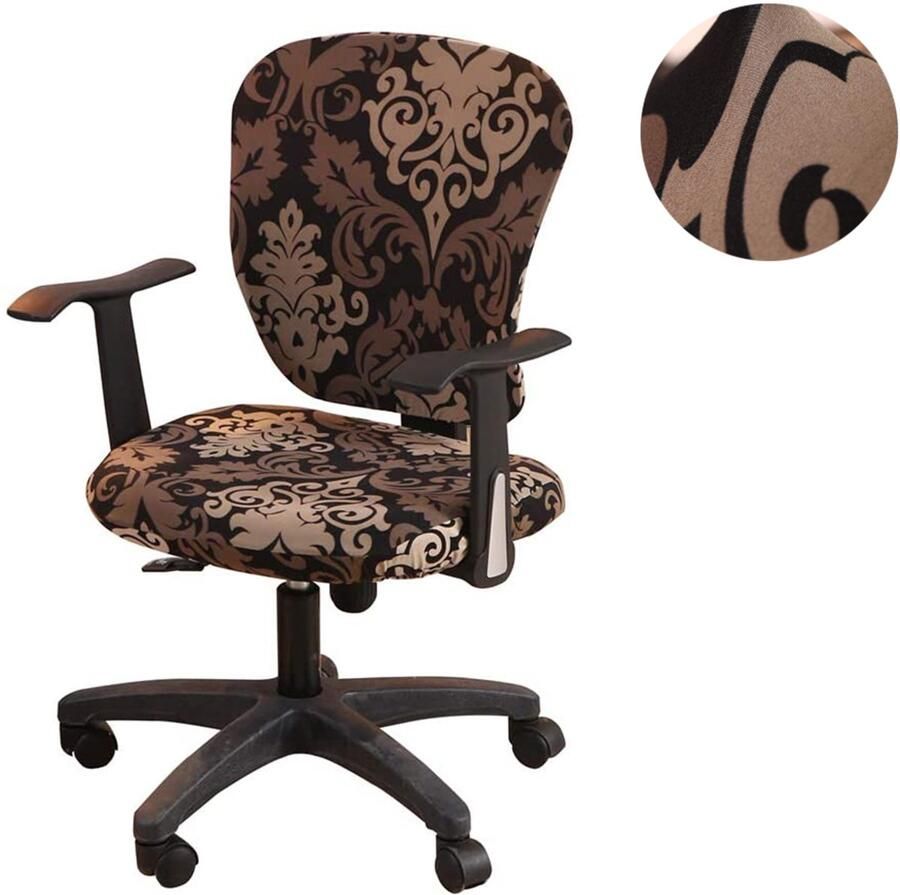 JeiibrZui Hoes Voor Bureaustoel Hoezen Voor Draaistoelhoezen Elastisch Slijtvast Antislip 1 Stuk Kantoor Bruin