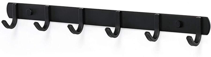 JeiibrZui Kapstok Voor Aan De Muur Wandkapstok Met Haken Multifunctioneel Ruimtebesparend Design 1 Stuks Voor Badkamer Keuken Gang Zwart