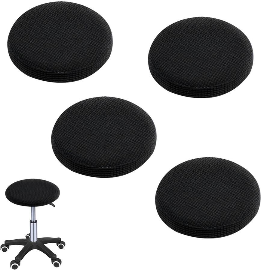 JeiibrZui Krukhoezen Ronde Barkrukhoezen Zacht Jacquardmateriaal Elastisch 4 Stuk Zwart