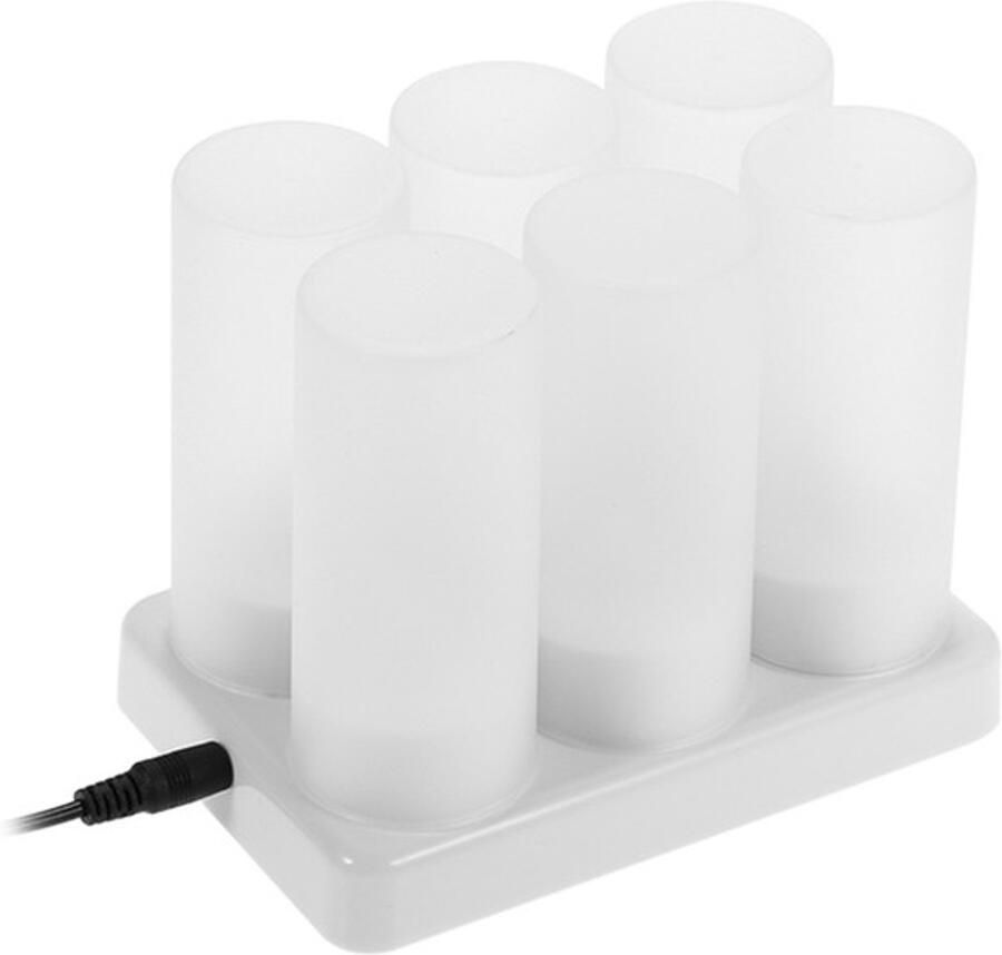 JeiibrZui ‌ LED Kaarsen Zonder Vlam Oplaadbare Theelichtjes Realistische Vlam 6-Pack Matte Glazen Lampenkappen