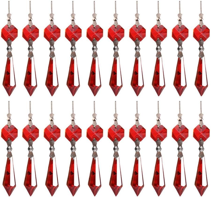 JeiibrZui Prachtige Kristallen Kroonluchter Rode Kristal Kralen Handgemaakte Creaties 20 Stuk DIY Sieraden En Decoratie