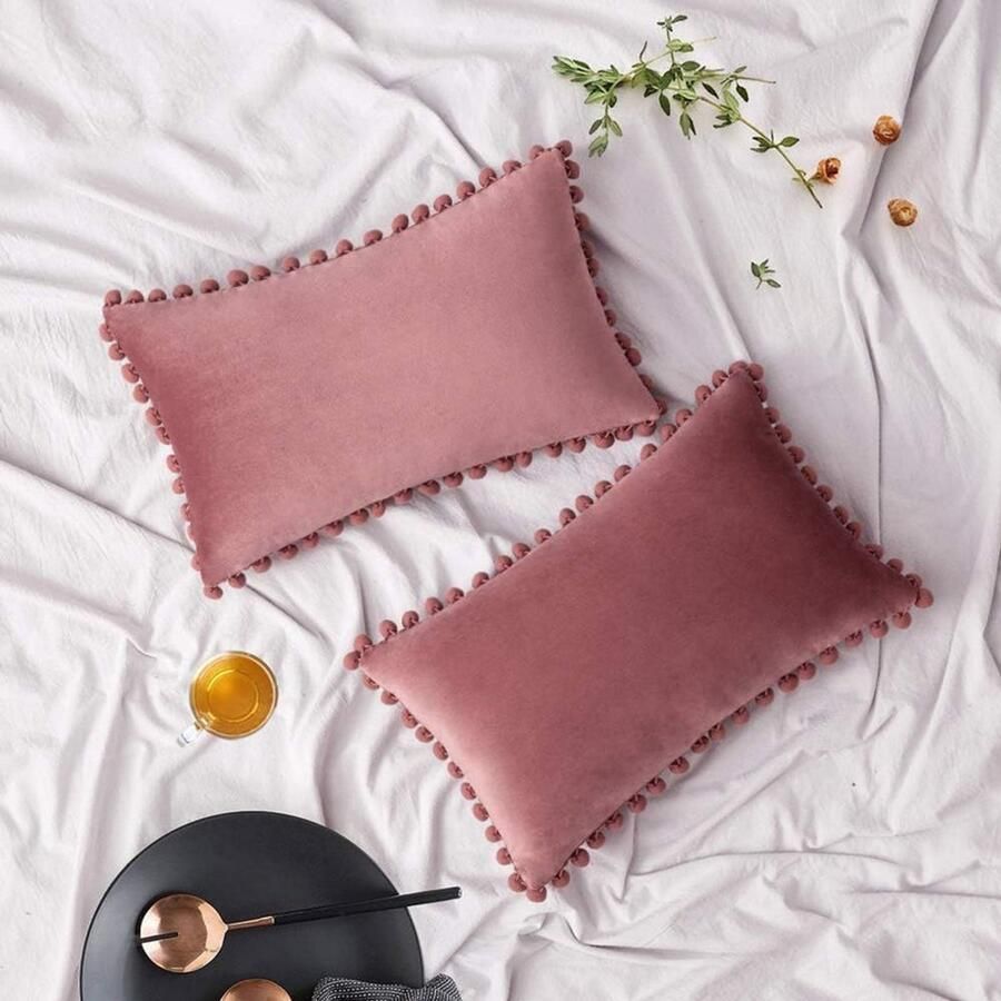 JeiibrZui ‌ Roze Lendenkussen Blozen Kussen Zacht Comfortabel Ontwerp 2 stuks Voor Woonkamer En Bed