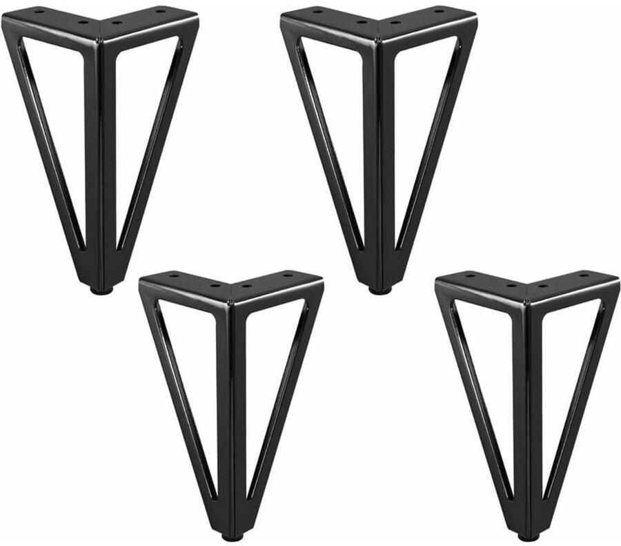 JeiibrZui Set Of 4 Black Metal Furniture Legs 15cm Durable Rust-Resistant Table Legs With Anti-Slip Pads For Tables Chairs Sofas
