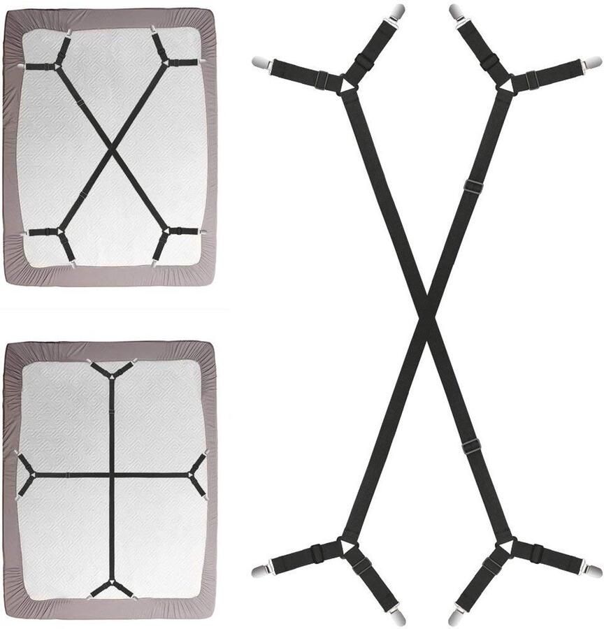 JeiibrZui Set van 2 hoekenhouders voor bedlakens elastische & metalen klemmen voor wrinkle-free fit geschikt voor elke matras