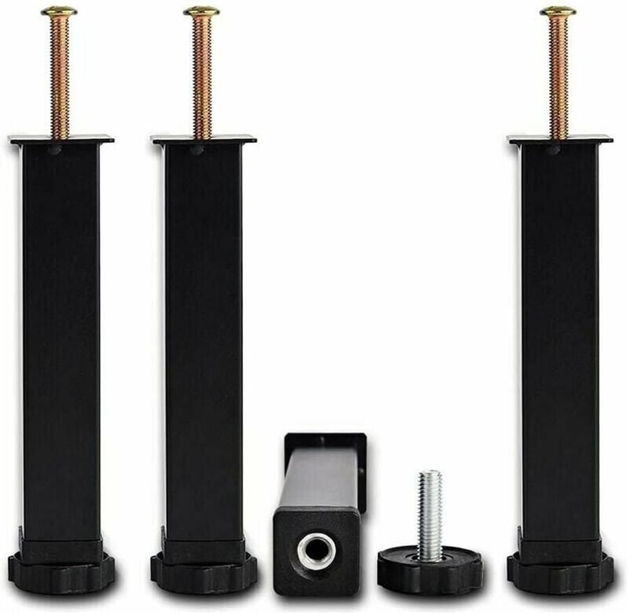 JeiibrZui Set van 4 verstelbare meubelpoten koudgewalst staal antislip en stille bedframe-ondersteunende poten voor ongelijke vloeren en zware meubels