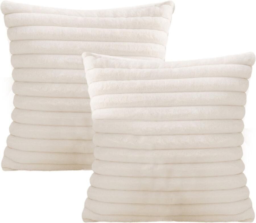 JeiibrZui Sierkussens Voor De Bank Sierkussens Voor Bed Dubbelzijdig Superzacht Imitatiebont 45X45 Cm 2 Stuks Wit