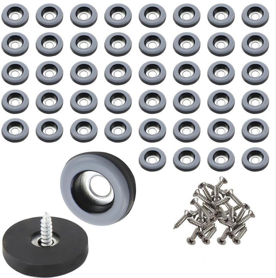 JeiibrZui Teflonglijders Met Schroeven 48 Stuk 19 Mm Rond PTFE Gleiters Voor Stoelen & Zware Meubels Rubberen Basis Met Nailed Bodenbescherming