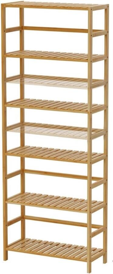 Jemaison Boekenkast Bamboe 6 lagen Verstelbare planken Kast Boekenrek Rek 60 x 26 x 161 cm