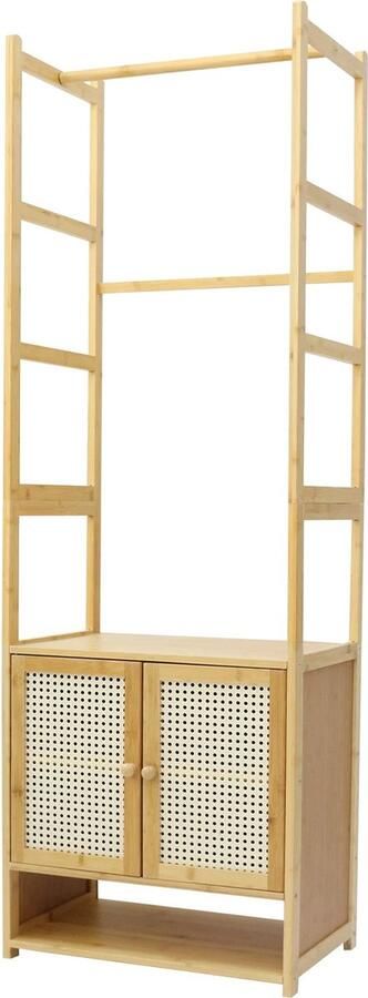 Jemaison Kledingrek Rotan Bamboe Opbergkast Schoenenrek Dressboy Kledingrek hout 53 x 31 5 x 168 cm