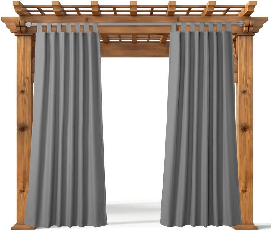 JEMIDI 1x buitengordijn waterdicht 210 x 260 cm Met 14 klittenband lussen Als schaduwdoek Outdoor gordijnen voor patio en pergola Antraciet