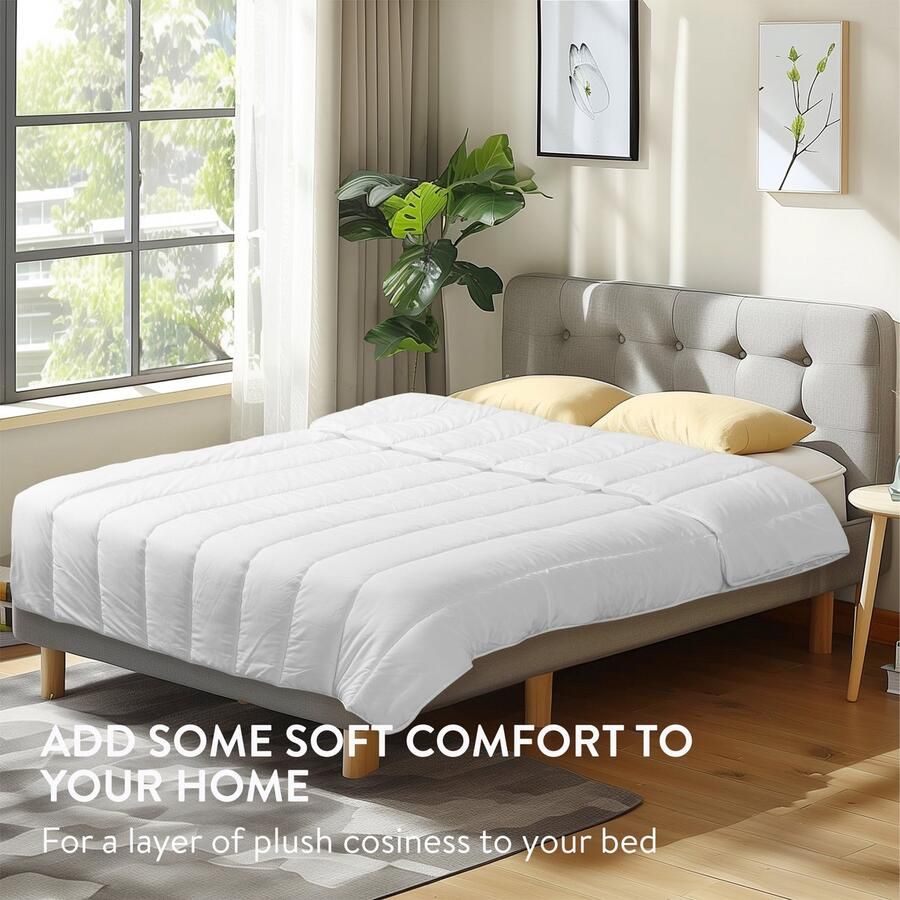 JEMIDI polyester dekbed voor tweepersoonsbed 220 x 200 cm Warm en comfortabel in de winter Antiallergeen en machinewasbaar Wit - Foto 2