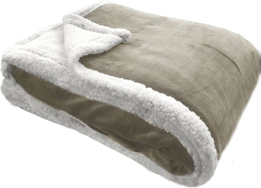 JEMIDI XXL warme fleece deken Knuffeldeken voor op de bank 150 x 200 cm Wasbaar Taupe - Foto 1