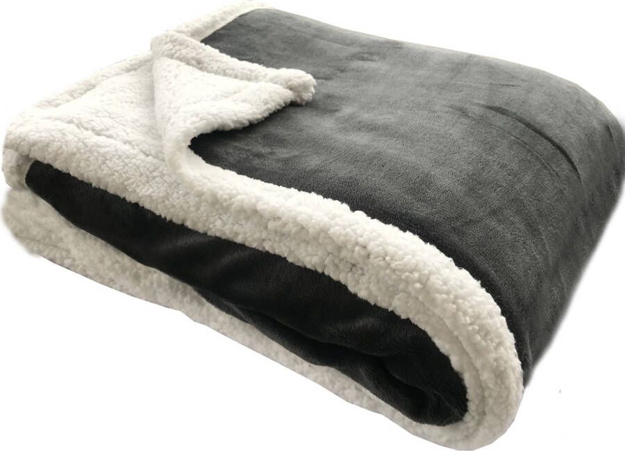 JEMIDI XXL warme fleece deken Knuffeldeken voor op de bank 180 x 220 cm Wasbaar Antraciet - Foto 1