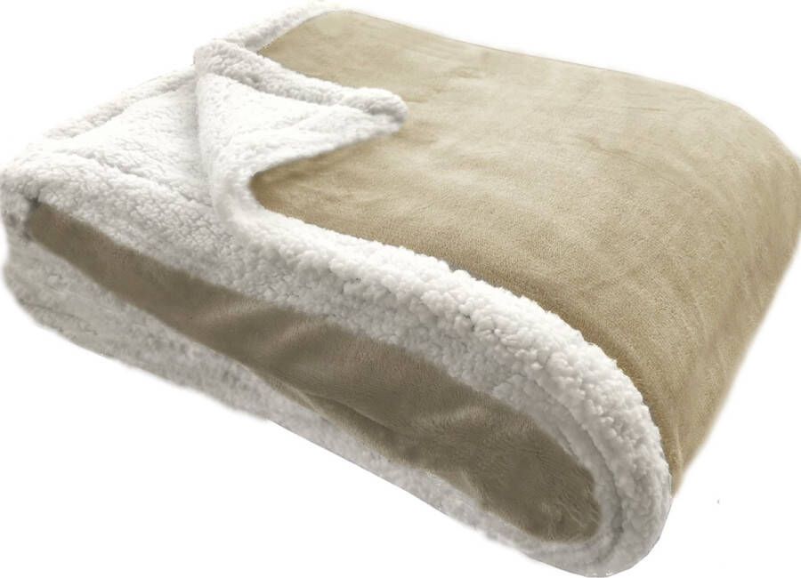JEMIDI XXL warme fleece deken Knuffeldeken voor op de bank 180 x 220 cm Wasbaar Beige