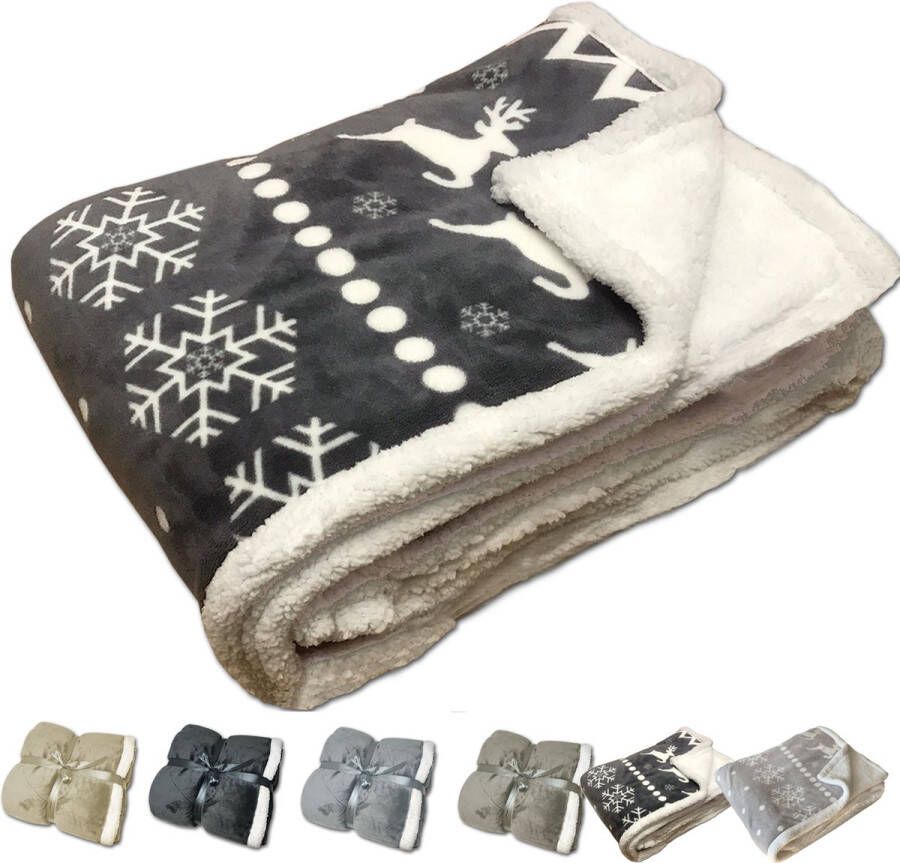 JEMIDI XXL warme fleece deken Knuffeldeken voor op de bank 180 x 220 cm Wasbaar Grijs