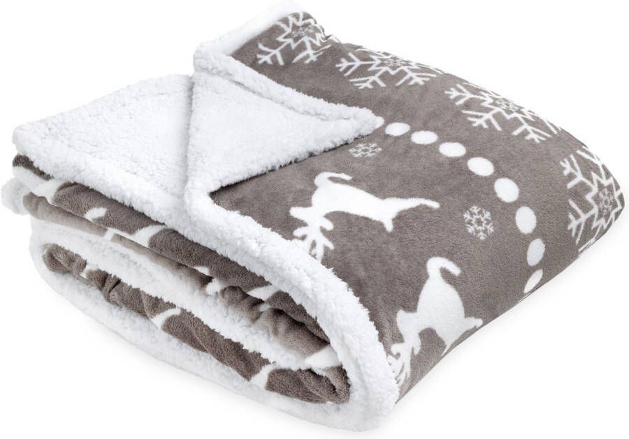 JEMIDI XXL warme fleece deken Knuffeldeken voor op de bank 180 x 220 cm Wasbaar Grijs