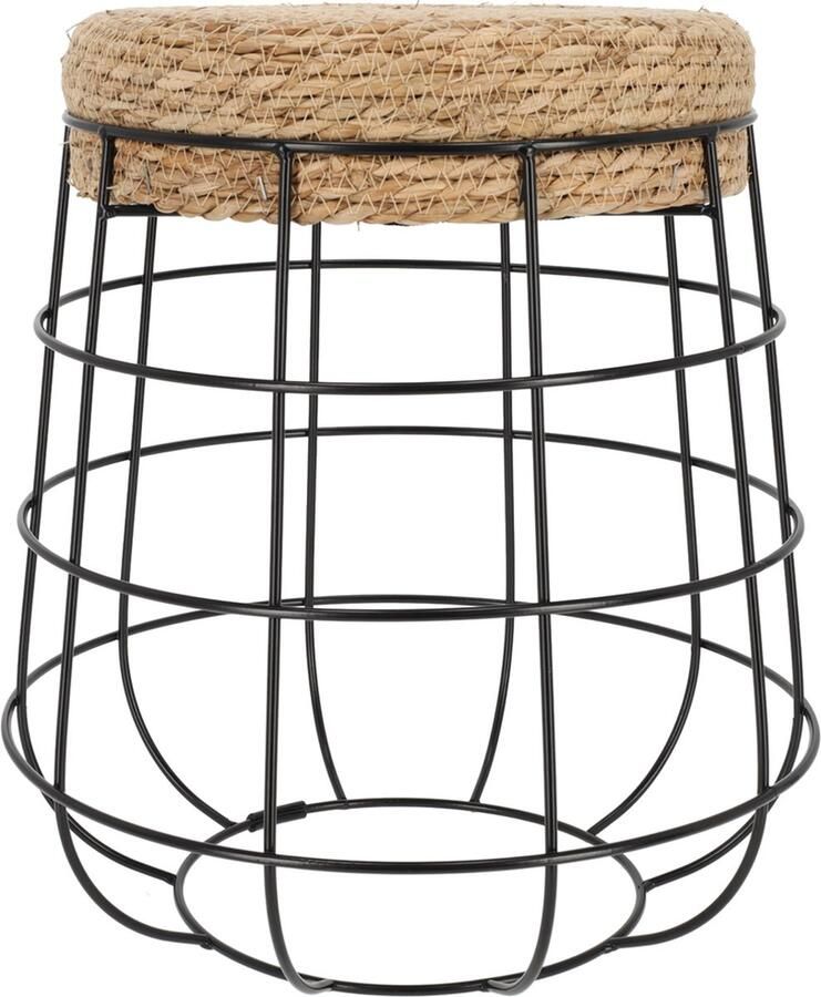 JENS Living ronde poef Zoe 100kg belastbaar Metalen frame Naturel