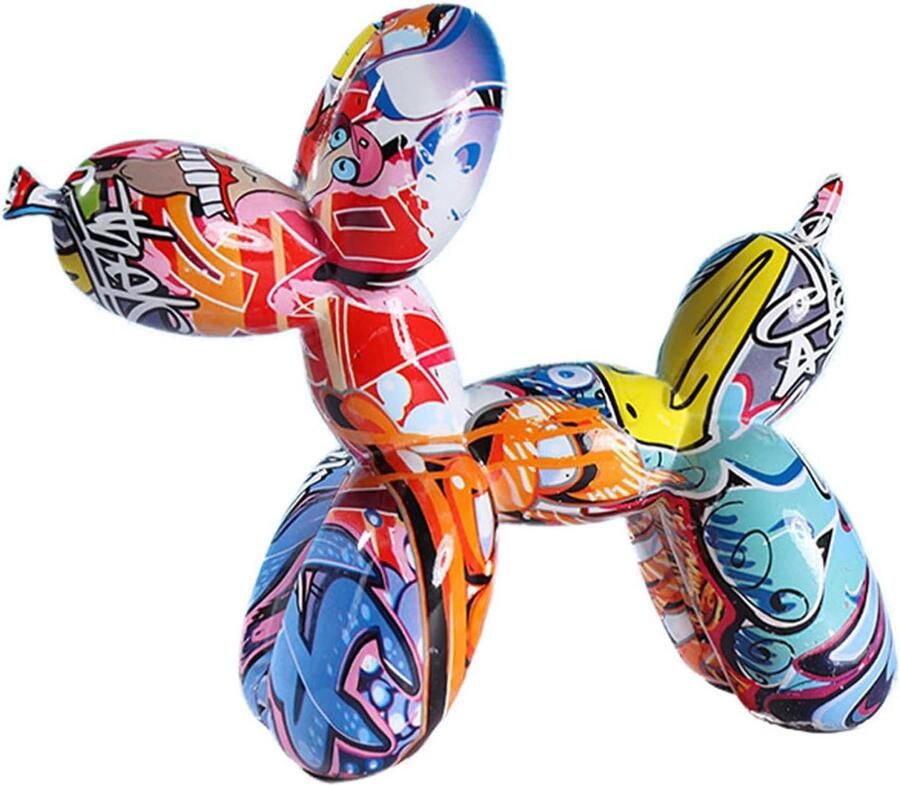 Jenuos Standbeeld Ballon Hond Interieur Beeld Woning Decoratie Honden Beeldje Kleurrijke ballonhonddecoratie 21 x 8.6 x 17 cm Geschikt voor wijnkasten woonkamers slaapkamers