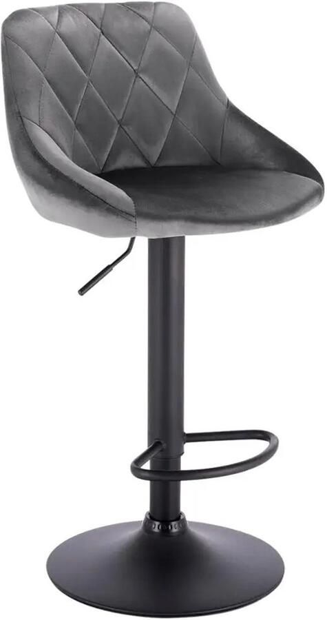 Jermore Luxe verstelbare barkruk Grijs fluweel & chroomstaal 84-106cm