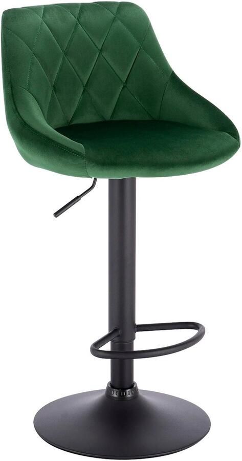 Jermore Luxe verstelbare barkruk Groen fluweel & chroomstaal 84-106cm