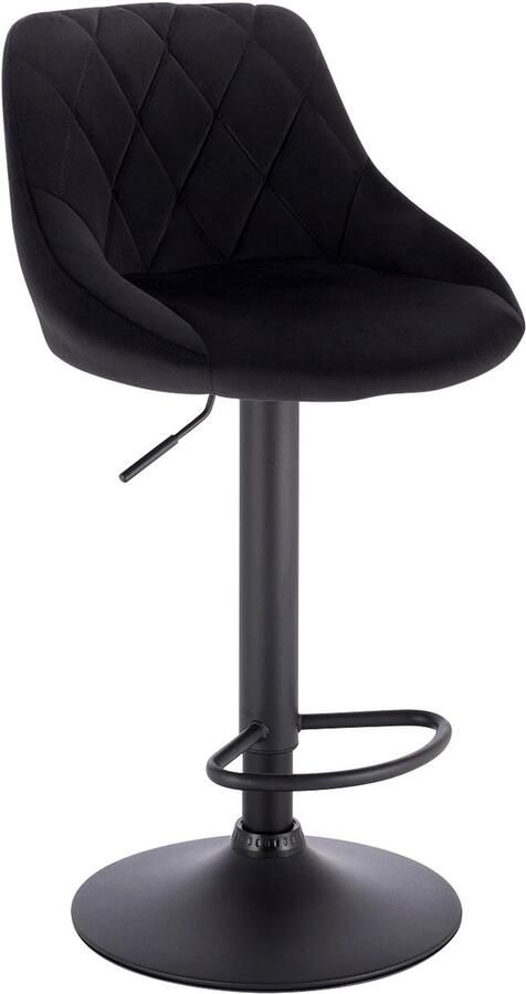 Jermore Luxe verstelbare barkruk Zwart fluweel & chroomstaal 84-106cm