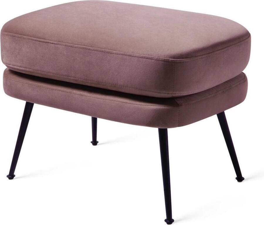 Jesper Home Rebun Ottoman Pig's Pale Velours beklede roze poef met metalen onderstel - Foto 1