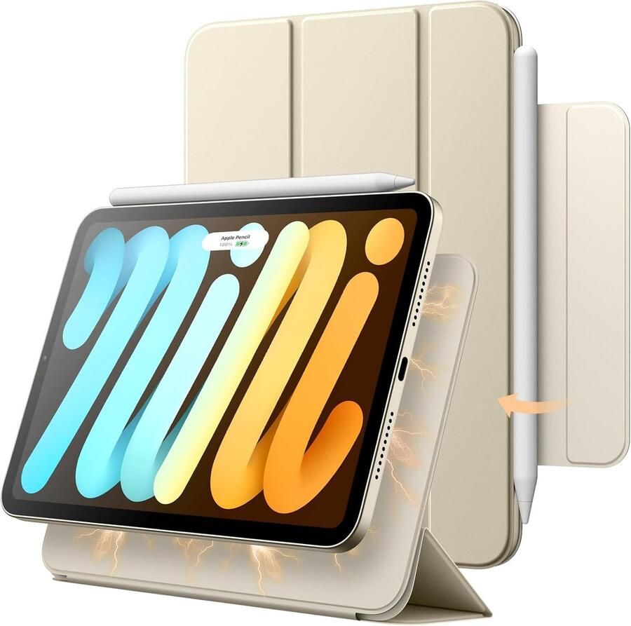 JETech Magnetische Hoes Compatible met iPad mini (A17 Pro 2024 Model 7e Generatie) mini 6 (2021 Model 6e Generatie) Slank Slimme Tablet Case met Automatisch Wekken Slapen