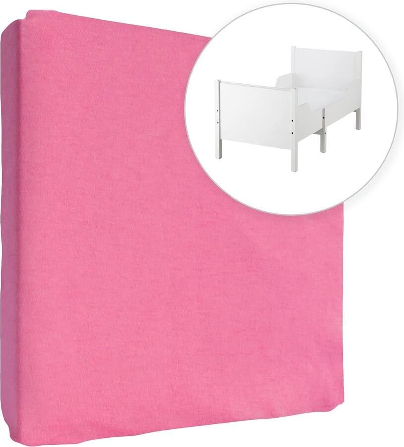 JGS 100% katoen hoeslaken voor peuters junior bed matras 160x80 cm (roze)