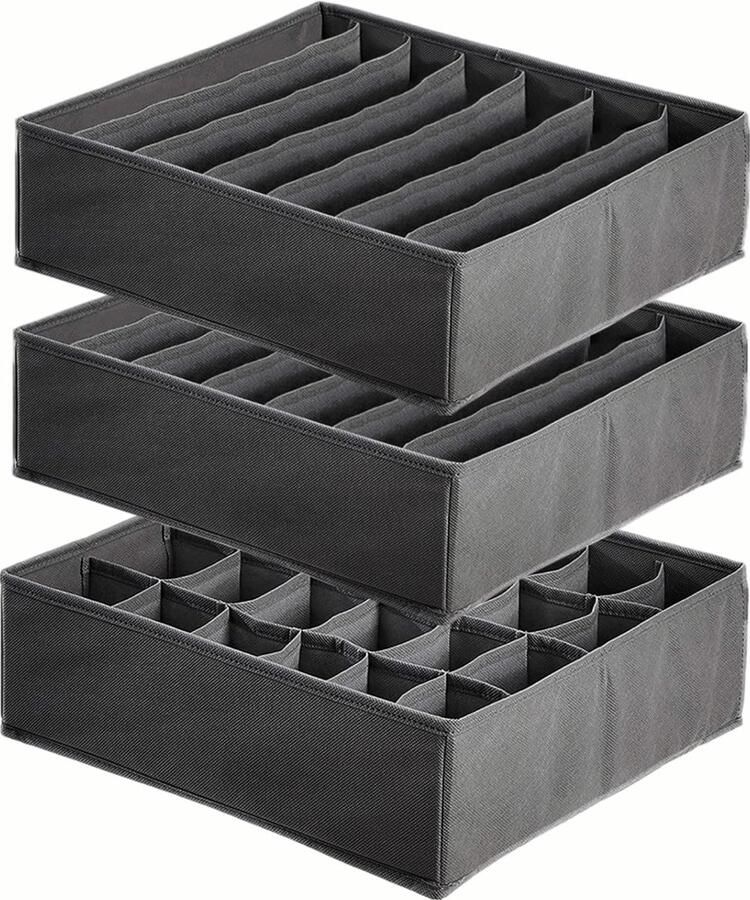 JGS 2 stuks 7 cellen opvouwbare lade-organizer voor ondergoed + 1 stuks 24 cellen opbergdozen voor sokken lade-organizer voor het opbergen ladeverdeler thuis kledingkast