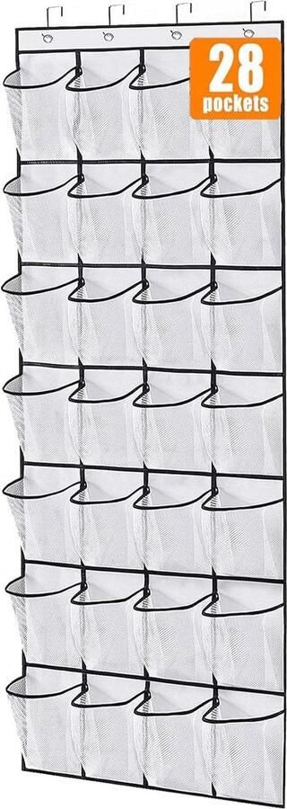 JGS 28 grote gaasvakken boven de deur schoenenrek schoenenorganizer ophangend voor kastophanging schoenenhouder schoenenhanger wit